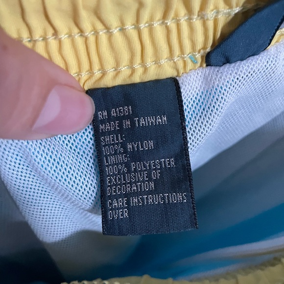Vintage Polo Ralph Lauren Size L Blue Swim Trunks Yellow Polo Pony Logo - Picture 8 of 11